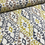 grey and yellow kilim fabric