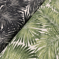 Tropical Upholstery Fabric, Black Palm Leaves Exotic Cotton Curtain Fabric