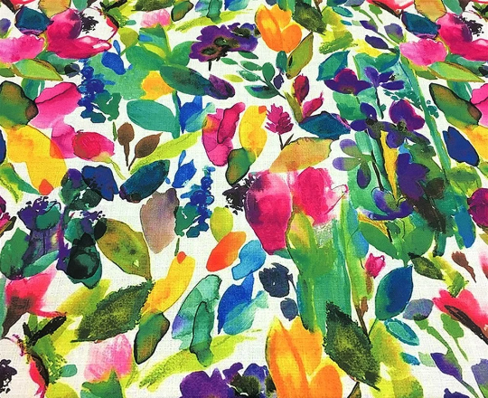 Watercolour Upholstery Fabric, Leaves Print Fabric, Colourful Painting Fabric