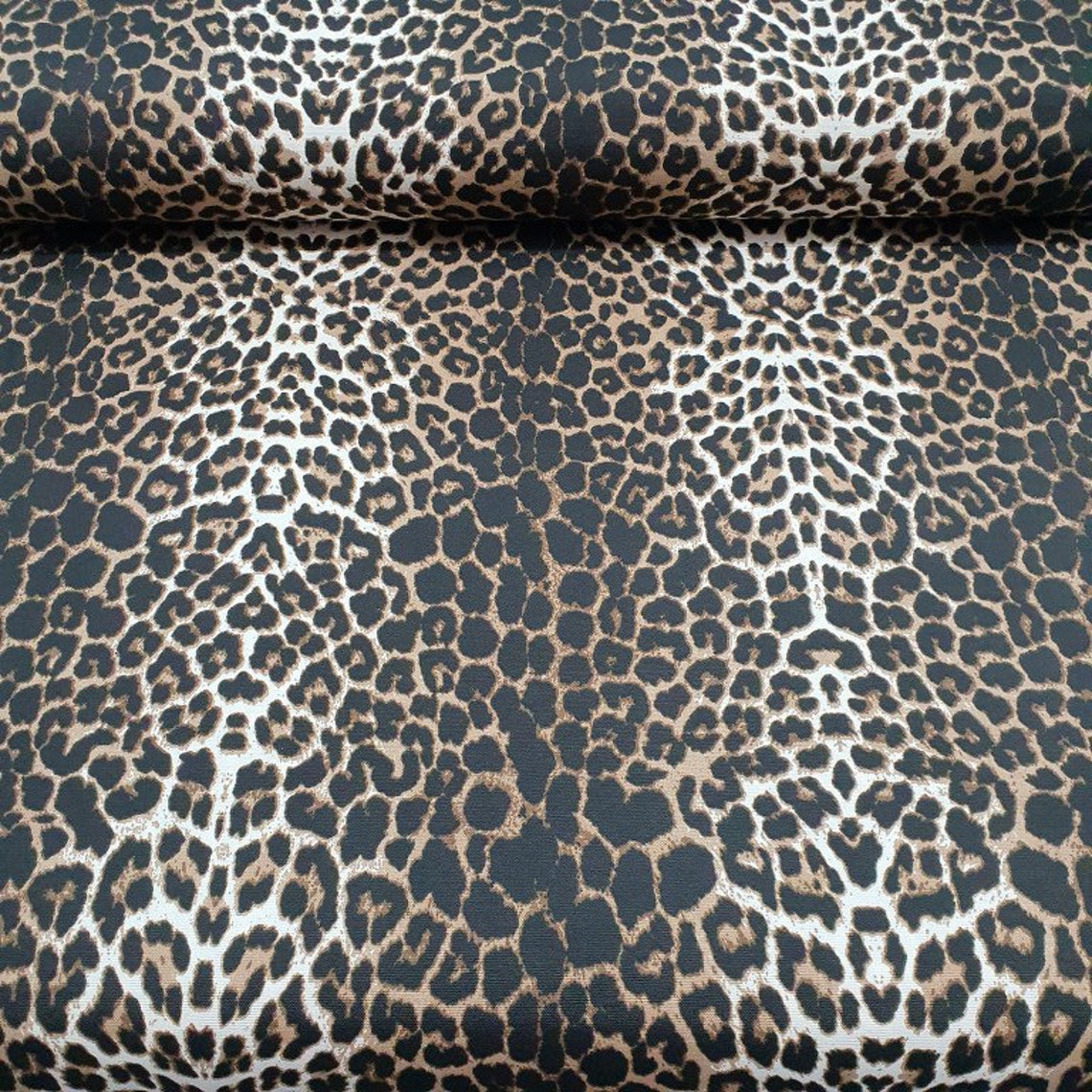 Black & White Leopard Print Cotton Fabric for Curtains Upholstery
