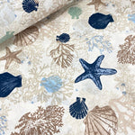 Nautical Cotton Fabric, Coastal Fabric, Sea Shell Fabric