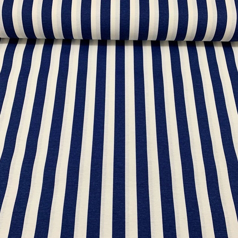 Stripe Upholstery Fabric, Navy and White Fabric