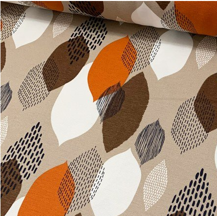 Contemporary Curtain Fabric, Geometric Orange Fabric, Cotton Upholstery Fabric