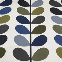 Orla Kiely Multi Stem Moss Green Retro Linen Navy Leaves Curtain Upholstery Fabric