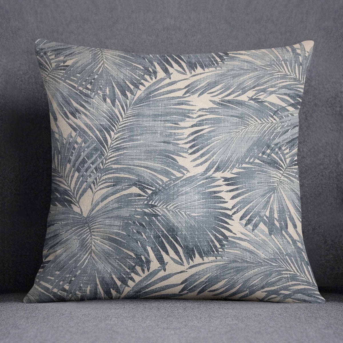 Tropical Palm Leaves Cushion, Blue White Throw Pillow, Outdoor Pillow