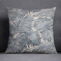 Tropical Palm Leaves Cushion, Blue White Throw Pillow, Outdoor Pillow