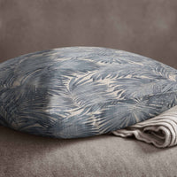 Tropical Palm Leaves Cushion, Blue White Throw Pillow, Outdoor Pillow