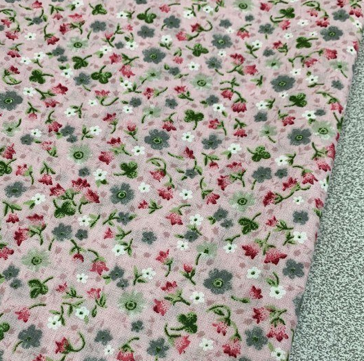 Pink Floral Fabric, Tiny Flower Fabric, Cotton Apparel Print Fabric