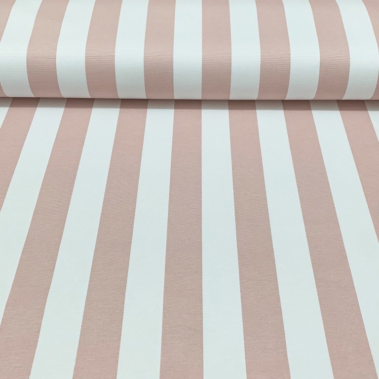 Pink Stripe Upholstery Fabric, Light Pink and White Fabric