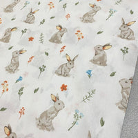 Rabbit Fabric Cotton, Bunny Fabric, Woodland Forest Animal Baby Quilting Fabric