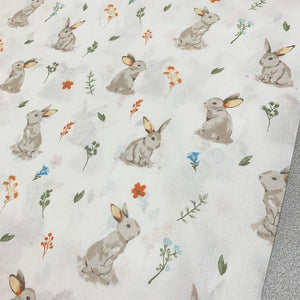 Rabbit Fabric Cotton, Bunny Fabric, Woodland Forest Animal Baby Quilting Fabric