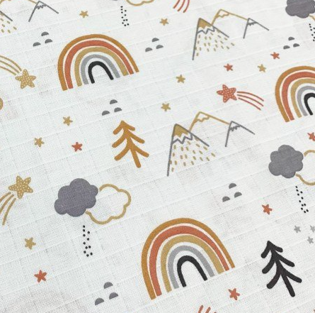 Rainbow Muslin Fabric, Baby Double Gauze Fabric, 100% Cotton Fabric