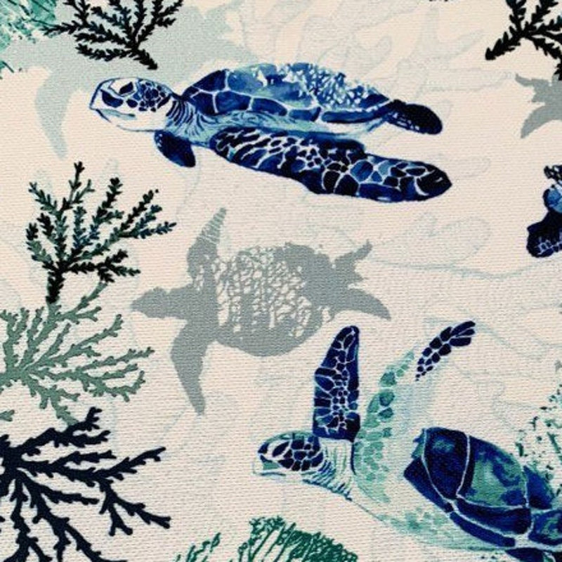Nautical Upholstery Fabric, Sea Turtle Fabric, Blue Ocean Reef Fabric
