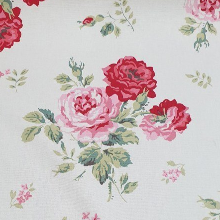 Red Pink Rose Fabric, Shabby Chic Fabric, Country Cottage Fabric