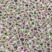 Beige Floral Fabric, Small Flower Fabric, Cotton Dressmaking Fabric