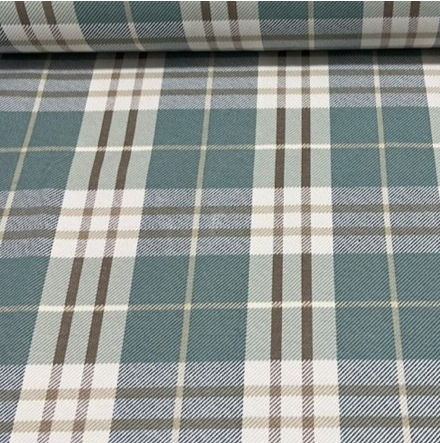 Tartan Fabric, Scottish Plaid Fabric, Duck Egg Blue Upholstery Fabric