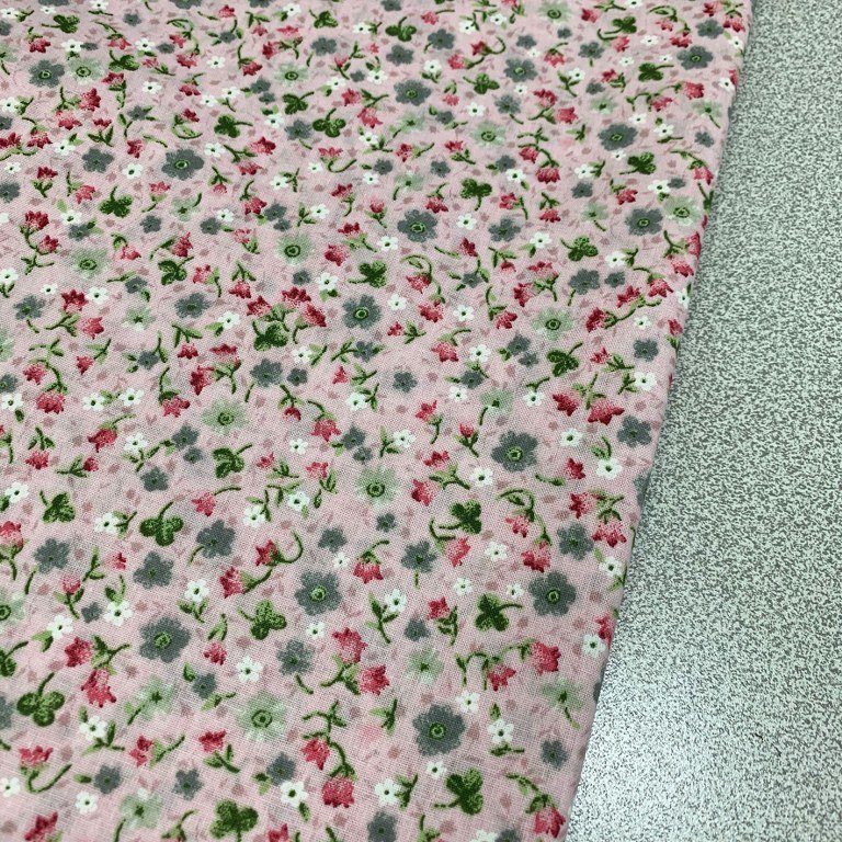 Pink Floral Fabric, Tiny Flower Fabric, Cotton Apparel Print Fabric