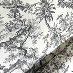 Chinoiserie Fabric, Blue White Toile Scenery Asian Upholstery Fabric