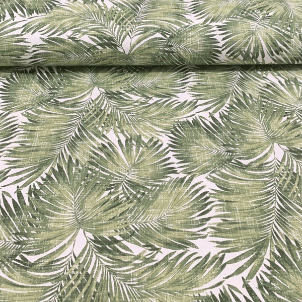 Green palm leaves fabric for upholstery and curtain projects.