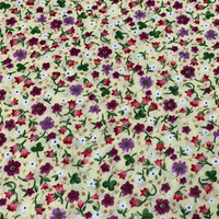 Yellow Floral Cotton Fabric, Small Flower Print Fabric, Dress Fabric